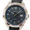 Versace Character Wristwatch SS Leather Black Mens For Uncategorized