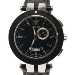 Versace Black Stainless Steel And Rubber V Race 29 G Men's Wristwatch 45MM For Men