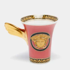 Versace X Rosenthal Light Red Porcelain Medusa Espresso Cup And Saucer For Unisex -Versace Official Website luxury unisex versace new dining p642864 005