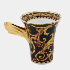 Versace X Rosenthal Black/Gold Porcelain Barocco Espresso Cup And Saucer For Unisex -Versace Official Website luxury unisex versace new dining p642868 004