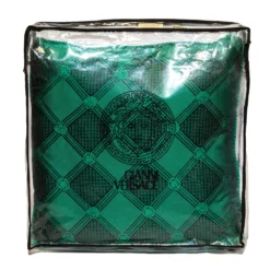 Versace Medusa Green & Black Cotton & Velvet Cushion For Unisex -Versace Official Website luxury unisex versace new home decor and accessories p318893 001