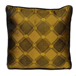 Versace Medusa Yellow & Black Cotton & Velvet Cushion For Unisex