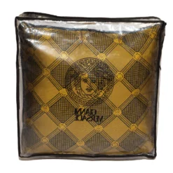 Versace Medusa Yellow & Black Cotton & Velvet Cushion For Unisex -Versace Official Website luxury unisex versace new home decor and accessories p322811 002