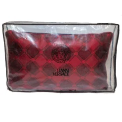 Versace Medusa Red & Black Cotton & Velvet Pillow For Unisex -Versace Official Website luxury unisex versace new home decor and accessories p331763 003