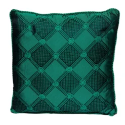 Versace Medusa Green And Black Cotton And Velvet Cushion For Unisex