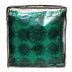 Versace Medusa Green And Black Cotton And Velvet Cushion For Unisex -Versace Official Website luxury unisex versace new home decor and accessories p331777 003