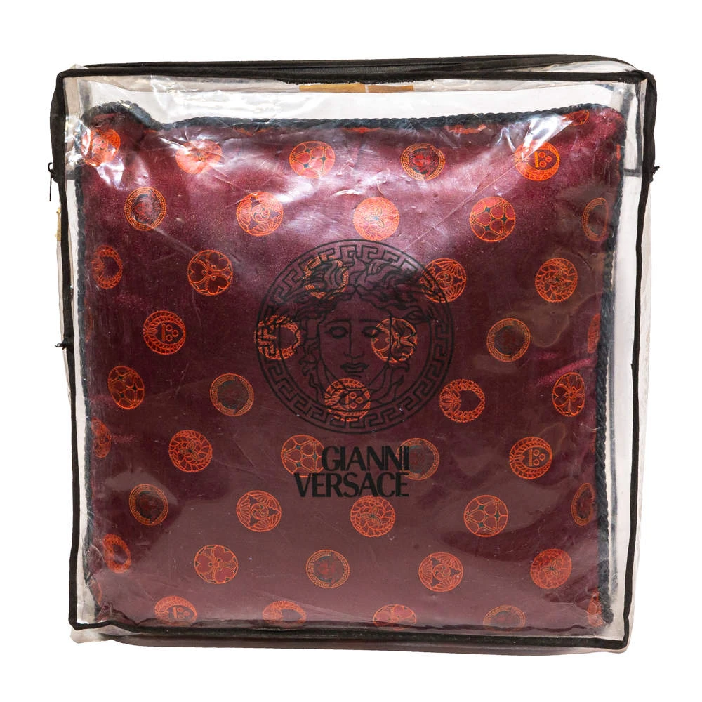 Versace Medusa Blue & Red Cotton Cushion For Unisex 3 Versace Medusa Blue & Red Cotton Cushion For Unisex - Image 3