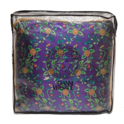 Versace Purple & Yellow Cotton Cushion For Unisex -Versace Official Website luxury unisex versace new home decor and accessories p335283 001