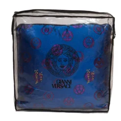 Versace Medusa Red & Blue Cotton Cushion For Unisex -Versace Official Website luxury unisex versace new home decor and accessories p445891 003