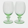 Versace X Rosenthal Medusa Lumiére Mint Tone Crystal Glass Wine Goblets Set Of 2 For Unisex