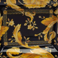 Versace X Rosenthal Dark Blue & Yellow Barocco Vanity Ashtray 16 Cm For Unisex -Versace Official Website luxury unisex versace used home decor and accessories p399224 002