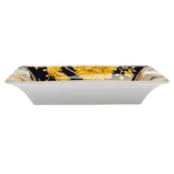 Versace X Rosenthal Dark Blue & Yellow Barocco Vanity Ashtray 16 Cm For Unisex -Versace Official Website luxury unisex versace used home decor and accessories p399224 003