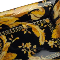 Versace X Rosenthal Dark Blue & Yellow Barocco Vanity Ashtray 16 Cm For Unisex -Versace Official Website luxury unisex versace used home decor and accessories p399224 009