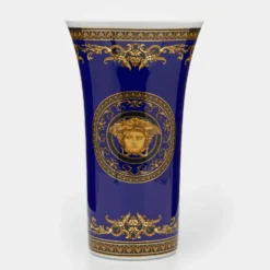 Rosenthal Meets Versace Medusa Blue Porcelain Vase For Unisex