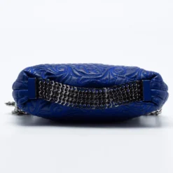 Versace Blue Leather Embroidered Shoulder Bag For Women -Versace Official Website luxury women givenchy used handbags p688812 003
