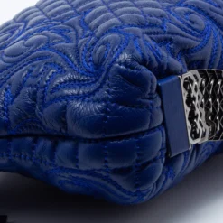 Versace Blue Leather Embroidered Shoulder Bag For Women -Versace Official Website luxury women givenchy used handbags p688812 004