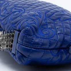 Versace Blue Leather Embroidered Shoulder Bag For Women -Versace Official Website luxury women givenchy used handbags p688812 005