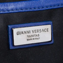 Versace Blue Leather Embroidered Shoulder Bag For Women -Versace Official Website luxury women givenchy used handbags p688812 010