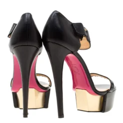 Versace Black Patent Leather And Leather Ankle Strap Platform Sandals Size 40 For Women -Versace Official Website luxury women saint laurent paris used shoes p196576 003