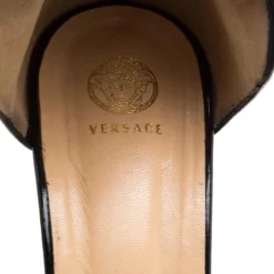 Versace Black Patent Leather And Leather Ankle Strap Platform Sandals Size 40 For Women -Versace Official Website luxury women saint laurent paris used shoes p196576 004