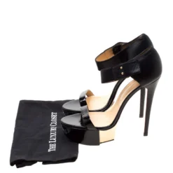 Versace Black Patent Leather And Leather Ankle Strap Platform Sandals Size 40 For Women -Versace Official Website luxury women saint laurent paris used shoes p196576 009