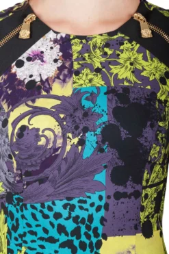 Versace Multicolor Baroque Print Medusa Zip Trim Sleeveless Pencil Dress S For Women -Versace Official Website luxury women used clothes p204576 001