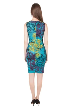 Versace Multicolor Baroque Print Medusa Zip Trim Sleeveless Pencil Dress S For Women -Versace Official Website luxury women used clothes p204576 002
