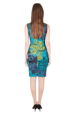 Versace Multicolor Baroque Print Medusa Zip Trim Sleeveless Pencil Dress S For Women -Versace Official Website luxury women used clothes p204576 003