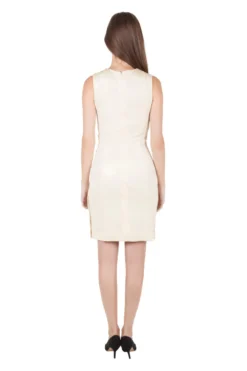Versace Cream Knit Rose Gold Medusa Button Detail Sleeveless Fitted Dress M For Women -Versace Official Website luxury women used clothes p204603 002