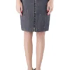 Versace Indigo Textured Denim Hook Detail Pencil Skirt M For Women