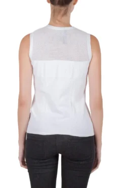Versace White Stretch Knit Maglia Donna Top M For Women -Versace Official Website luxury women used clothes p211459 003