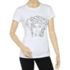 Versace White Crystal Medussa Head Embellished Knit T-Shirt L For Women