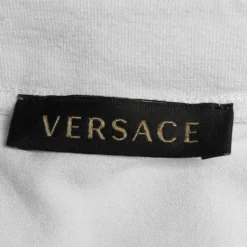 Versace White Crystal Medussa Head Embellished Knit T-Shirt L For Women -Versace Official Website luxury women versace collection used clothes p606882 005