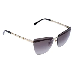 Versace Pale Gold /Grey Degrade 2190 Rimless Cat Eye Sunglasses For Women