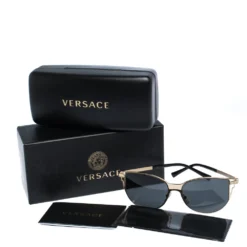 Versace Gold/Black MOD 2211 Sunglasses For Women -Versace Official Website luxury women versace new accessories p303344 008