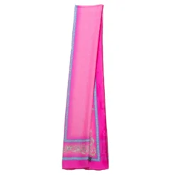 Versace Pink Baroque Print Silk Scarf For Women