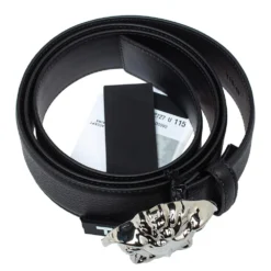 Versace Black Leather Medusa Buckle Belt 115CM For Women -Versace Official Website luxury women versace new accessories p388129 002