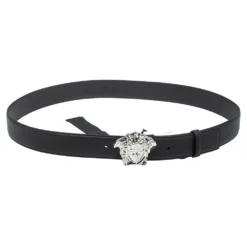 Versace Black Leather Medusa Buckle Belt 115CM For Women
