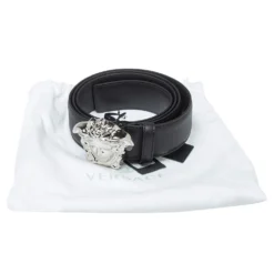 Versace Black Leather Medusa Buckle Belt 115CM For Women -Versace Official Website luxury women versace new accessories p388129 006