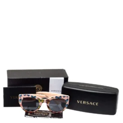 Versace Tribute Pink Butterfly Print/ Grey VE 4353 Cat Eye Sunglasses For Women -Versace Official Website luxury women versace new accessories p401788 006