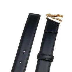Versace Black Leather Virtus Waist Belt 85CM For Women -Versace Official Website luxury women versace new accessories p594558 002