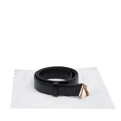 Versace Black Leather Virtus Waist Belt 85CM For Women -Versace Official Website luxury women versace new accessories p594558 005