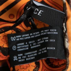 Versace Orange & Grey Baroque Animal Print Silk Scarf For Women -Versace Official Website luxury women versace new accessories p686832 003