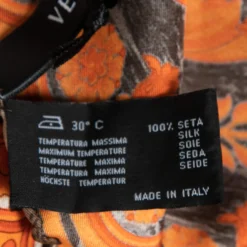 Versace Orange & Grey Baroque Animal Print Silk Scarf For Women -Versace Official Website luxury women versace new accessories p686832 004