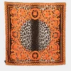 Versace Orange & Grey Baroque Animal Print Silk Scarf For Women