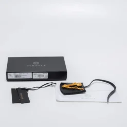 Versace Black Leather Key Bag Charm For Women -Versace Official Website luxury women versace new accessories p690168 002