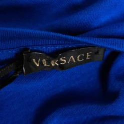 Versace Blue Jersey Medusa Icon Studded T-Shirt L For Women -Versace Official Website luxury women versace new clothes p336212 004