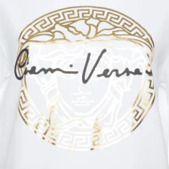 Versace White Medusa Signature Printed Cotton Crewneck T-Shirt M For Women -Versace Official Website luxury women versace new clothes p381088 008