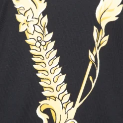 Versace Black Virtus Motif Printed Cotton Crewneck T-Shirt M For Women -Versace Official Website luxury women versace new clothes p381091 002