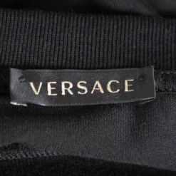 Versace Black Virtus Motif Printed Cotton Crewneck T-Shirt M For Women -Versace Official Website luxury women versace new clothes p381091 005